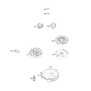 Engine >> Flywheel Diagram and Parts List for 021025-00  Briggs and Stratton Pressure Washer